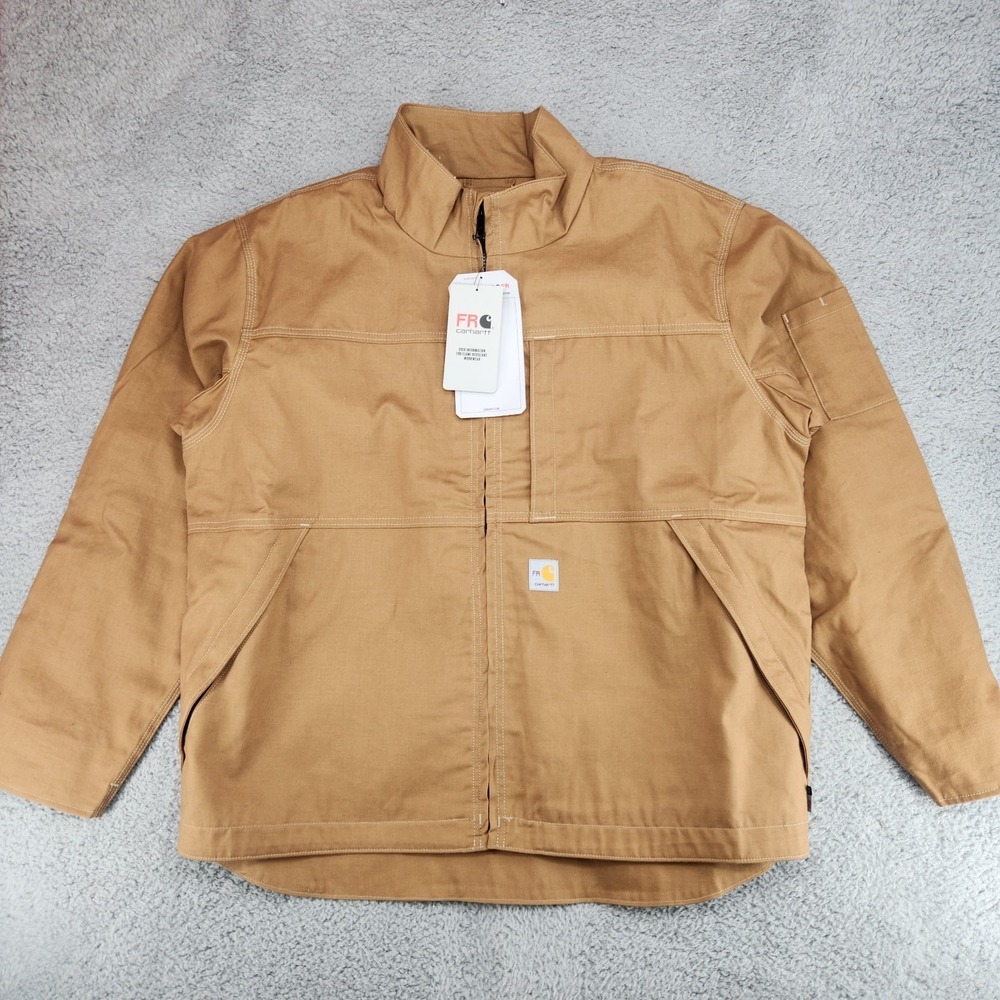 Carhartt FR Relaxed Fit Full Swing Jacket Mens XL Brown Canvas Flame Resistant